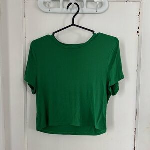Sunday Best Aritzia Green Ribbed Cropped Tee Short Sleeve Basic Everyday Plus 1X